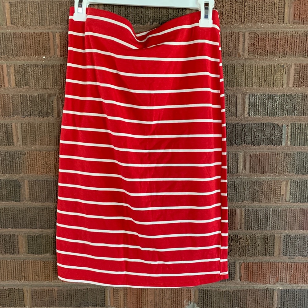Heart & Hips Red and White Striped Pencil Skirt